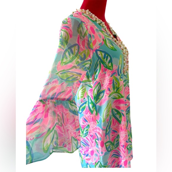 Lilly Pulitzer Elenora Silk Dress Totally Blossom Size XS NEW - Picture 10 of 13